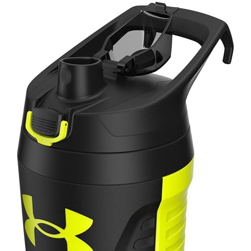 Under Armour 32 oz Insulated Water Bottles - Sports Water Jug with Fence Hook, Leak Resistant for Baseball, Football & More, 32 oz Insulated, Hi Vis Yellow/Black - color: Hi Vis Yellow/Black, size: 32 Ounces
