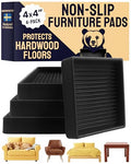 CasterMaster Square Caster Cups - 4 in Black, 4 Pack, Non-Slip | Heavy-duty rubber caster cups - Use for bed, sofa & chair legs on hardwood, stop sliding - color: Black, size: 4'' x 4'' (Pack of 4)
