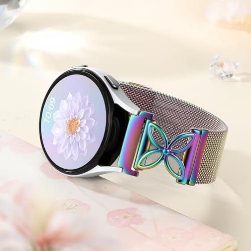 Getino Floral Magnetaic Metal Band Compatible with Galaxy Watch 7 Band 6 5 4 FE Active 2 40mm 44mm / Galaxy Watch 5 pro 45mm / Classic, Dressy Strap for Samsung Watch Bands Women Stainless Steel - color: Colorful