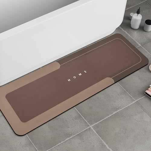 Housego Absorbent Bath Mat, Quick Dry Bath Rug, Non-Slip, 16.93x50, Brown | Absorbent Bath Mat Magic Rug; Quick Drying Magic Bath Mat Non-Slip Floor Rug Rubber Backed for Bathroom Kitchen Shower Sink - color: Brown, size: 1'5" x 4'2" (Rectangular)