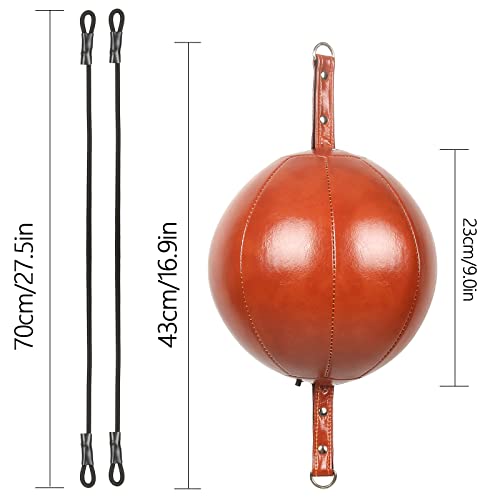 InnoLife Double End Punching Ball Striking Punching Bag Kit, Speed Striking Reflex Kit with Bungee Cords Perfect for Reaction, Agility, and Hand Eye Coordination Training - color: Brown