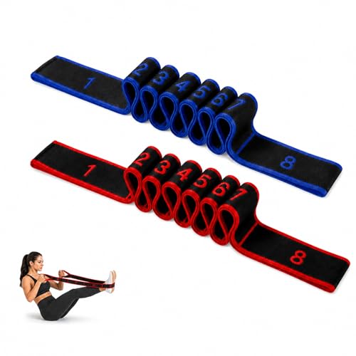 8-Section Resistance Bands with Handles – Latex-Free Portable Exercise Bands for Yoga, Pilates, Stretching & Full-Body Strength Training, Fitness Bands for Men & Women