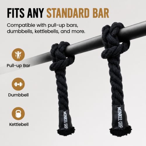 Rope Grips Cotton Black (Pair) Pull-up, Grip Strength, - color: Level 1: Black