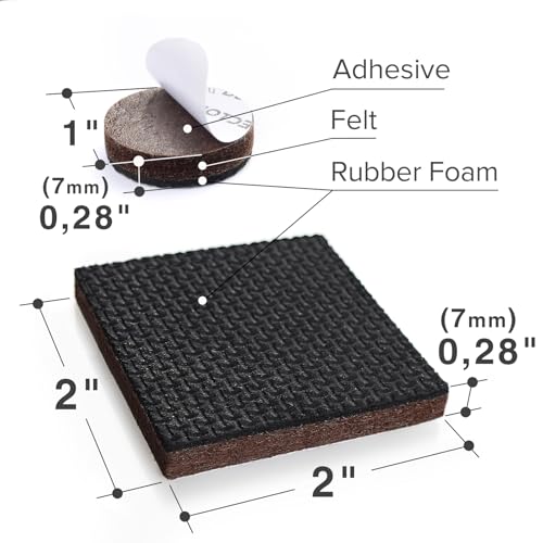 Non Slip Furniture Pads X-PROTECTOR 48PCS - 32pcs 1” Round +16pcs 2" Square | Furniture Grippers! Rubber Feet Hardwood Floor Protectors for Furniture Legs - Couch Stoppers - Keep Furniture in Place! - size: 1 & 2 inch 48 Mixed