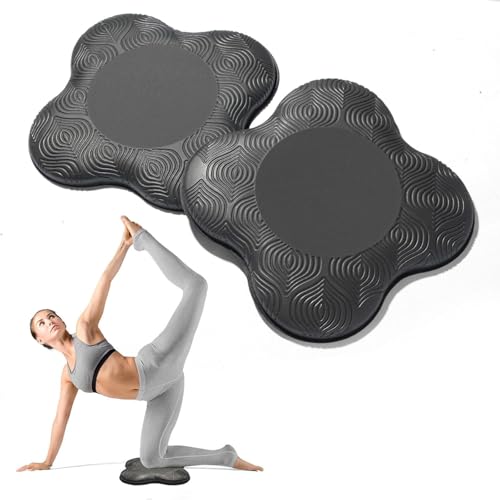 2PC Extra Thick Foam Yoga Knee Pads - Non-Slip Cushion for Knees & Elbows Ideal for Fitness Travel Meditation Kneeling Balance Floor Pilates - color: Black