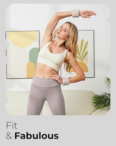 Pilates Weight | Wrist & Ankle Weights for Women | Weighted Bangles | 1LB/ 2LB Each (Set of 2) - color: Beige, size: 2 LB