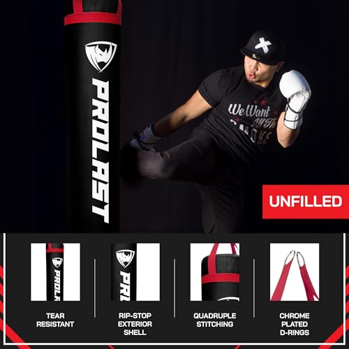 Heavy Punching Kicking Bag for Adults, Boxing, MMA, Martial Arts, Muay Thai, Strength Training Equipment, Filled/Unfilled, 6ft, 150 lbs, Special Edition Logo - color: Black / Red, size: Unfilled