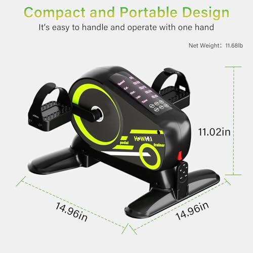 Mini Exercise Bike, Motorized Under Desk Pedal Exerciser Leg/Arm Cycle for Senior, Auto&Manual Mode, Adjustable Speed, LCD Display, Remote Control - size: 12 Speed