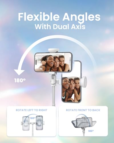 KraftGeek 66” JustTap Phone Tripod for iPhone, Selfie Stick Cell Phone Stand for Recording Travel, Content Creator Essentials, White - color: White