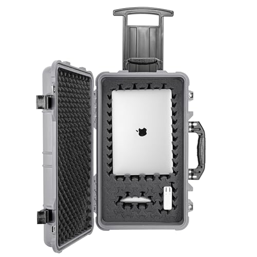 Eylar 22" Carry-On Roller Hard Case With Ragar Reconfigurable & Reusable XP Crosslink Foam, Waterproof, Shockproof For Equipment, Drones And Cameras, TSA Standard (2 Ragar Layers) (Gray) - color: Gray