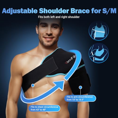 Comfytemp Shoulder Ice Pack Wrap Shoulder Brace Compression Sleeve for Shoulders Pain Relief, 2 Gel Ice Packs for Injuries Reusable, Cold Therapy for Rotator Cuff Recovery, Fathers Day Dad Gifts Men - color: Black - 2 Gel Pack+1 Brace