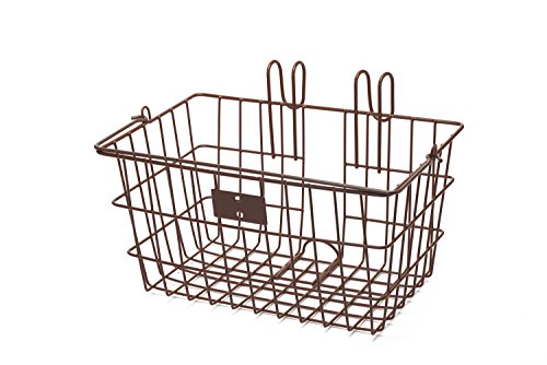 Retrospec Apollo-Lite Lift-Off Bike Basket - Detachable Steel Handlebar Basket with Carrying Handle for Commuting, Shopping & Beach Trips - 14.5in x 9.5in Weather-Resistant Biking Gear - color: Legacy Brown