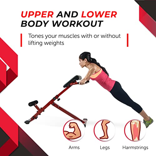 Stamina X Adjustable Ab, Back, and Core Strength Exercise, Sit-Up Fitness Hyperextension Weight Bench for At-Home Workouts - color: Red