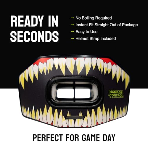 DAMAGE CONTROL Youth Football Mouth Guard – Breathable No Boil Mouthpiece, Protects Lips & Teeth, Works with Braces, Includes Helmet Strap – Sports Gear & Accessories (Symbite) - color: Symbite