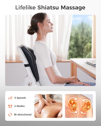 Boriwat Back Massager with Heat, 3D Kneading Massage Pillow for Back, Neck, Shoulder, Leg Pain Relief Deep Tissue, Gifts for Women Men Mom Dad - style: Black