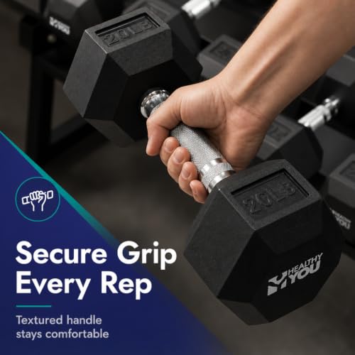 Rubber Hex Chrome Dumbbell Complete Package Set