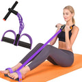 Pedal Resistance Band with Handle, 6-Tube Elastic Foot Pedal Resistance Band, Natural Rubber Ankle Puller Sit-up Exercise, Multifunction Fitness Band for Abdomen, Waist, Arm, Leg Stretching Training - color: Purple