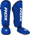 RDX Shin Guards Kickboxing Muay Thai, SATRA SMMAF Approved, Premium Maya Hide Leather, Leg Instep Protection Pads, MMA Martial Arts Kicking Sparring Training Gear, BJJ Karate Boxing Taekwondo, Black - color: Blue, size: Medium