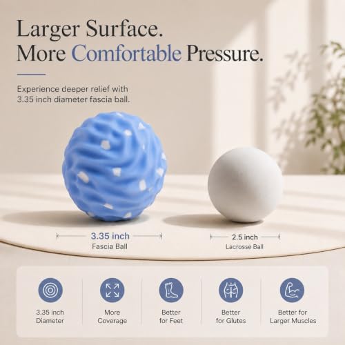 Massage Ball Set Peanut Ball 3.35"Fascia Ball for Foot Handle Ball for Back | 3 in 1 Silicone Fascia Ball Myofascial Release Kit for Plantar Fasciitis Deep Tissue Trigger Point