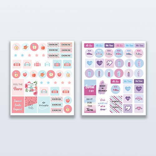 Lamare Workout, Fitness & Food Planner Stickers for Adults, Journal Sticker - style: Fitness Stickers