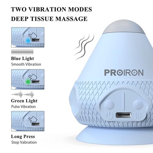 PROIRON Mountable Massage Ball with Suction Cup Pinpoint Deep Tissue Muscle Knot & Sore Relief, Vibration & Heating Trigger Point Massage Tool for Back Neck, Self-Massage Tool - color: Blue
