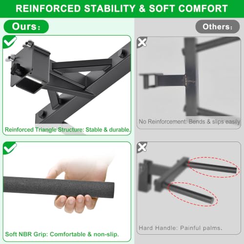 Dip Attachment for Power Cage with 5/8" or 1" Hole, Y-Shaped Dip Bar | Squat Rack Accessories with Non-Slip Foam Grips, Full Welded Steel, Power Rack Attachment for Home Gym Strength Training - color: E: Dip Bar Attachment(3x3 Rack, 5/8 & 1" hole)