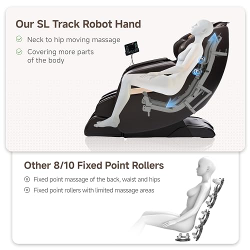 Real Relax Upgraded 2D SL-Track Massage Chair,Recliner Full Body Zero Gravity with 8 Auto Modes and Upgraded LCD Screen,Added Voice Broadcast,Headrest Cushion,Child Lock and Pause Button,Dark Brown - color: Dark Brown