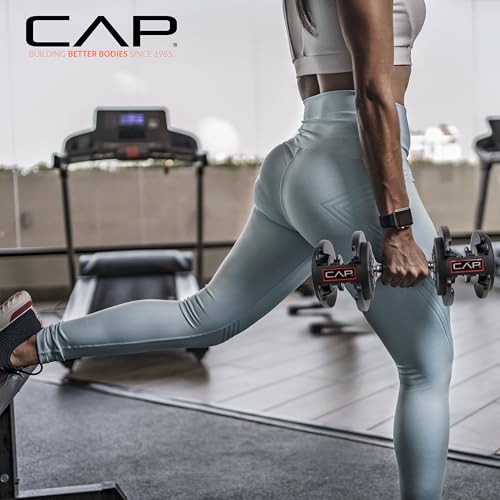 CAP ADJUSTABELL Adjustable Dumbbell Set, Premium Quick Select Adjustable Weights for Strength Training, Singles & Pairs, 12.5 LB, 25 LB & 55 LB, Round & Hex Dumbbells, Multiple Grip Handle Options - size: 55 lb - Honeycomb Chrome and Black Handle, style: