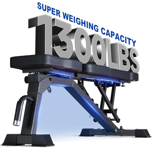 BARWING Adjustable Weight Bench Workout Bench, 1000/1300 LBS Heavy Duty Incline Decline Bench for Home Gym, Easy Assembly Foldable Training Lifting Bench - color: black