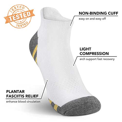 5 Pairs Copper Compression Socks for Women & Men - Ankle Plantar Fasciitis Arch Support Running Socks for Athletic - color: 03 White, size: Large-X-Large