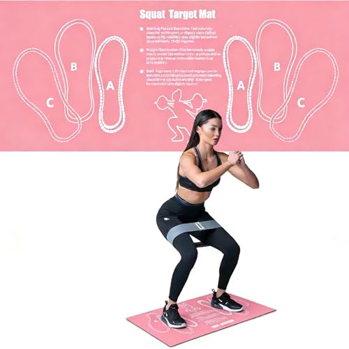 Squat Mat With Foot Position (32 * 14in) - Anti Slip Training Mat, Perfect for Leg & Abdominal Exercises, Squat Pads Activate Muscles, Prevent Injuries, Lightweight Portable for Home Gym - color: pink