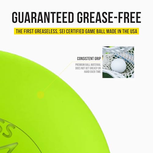 PEARL X Greaseless Lacrosse Balls by Guardian Innovations - Official Ball of NCAA Championships - Meets NOCSAE Standards and SEI/NCAA Certified - color: Optic Yellow, size: 50 Pack