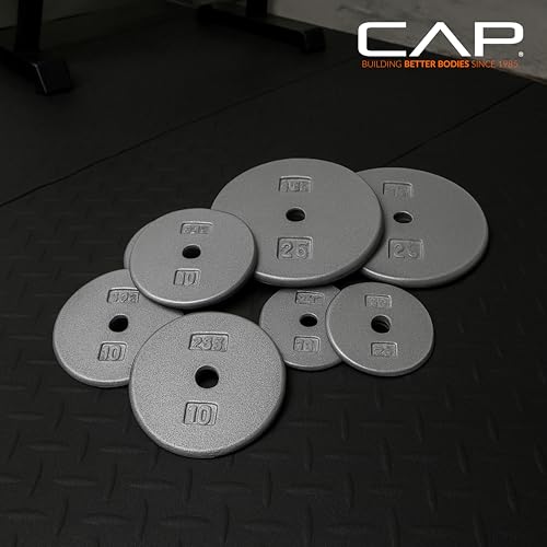CAP Barbell Standard 1-Inch Cast Iron Weight Plates - Singles & Sets | 1.25-50 lbs | Multiple Options - color: Gray, size: 2.5 lb - Set of 4