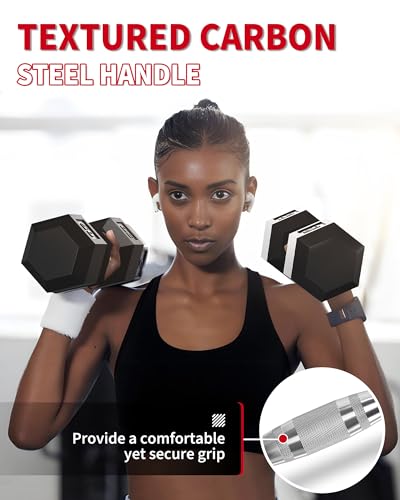 Garvee Cast Iron Hex Dumbbell Set with Storage Rack, Rubber Coated Hand Weights Dumbbells, Heavy Duty Dumbbell Set for Home Gym Strength Training, Multiple Weight Options (210/350/360/450/550LB)