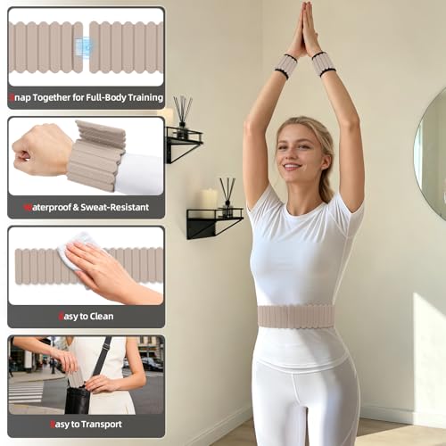 Abahub Adjustable Wrist & Ankle Weights 2Pack, Wearable Silicone Weighted Bracelet for Women, Arm Leg Weights for Home Gym Workout, Jogging, Yoga & Pilates - color: Magnetic Beige, size: 2.2LB Pair (1.1LB Each)