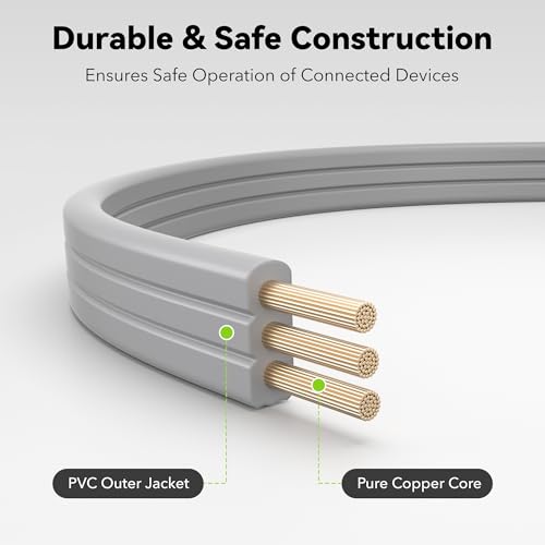 BN-LINK 3 ft Appliance Extension Cord 15-Amp Heavy Duty Power Cord, 14/3 SPT-3, 3 Prong Grounded Flat Plug, for Indoor Air Conditioner, Refrigerator and All Major Appliances - color: Gray, size: 3FT