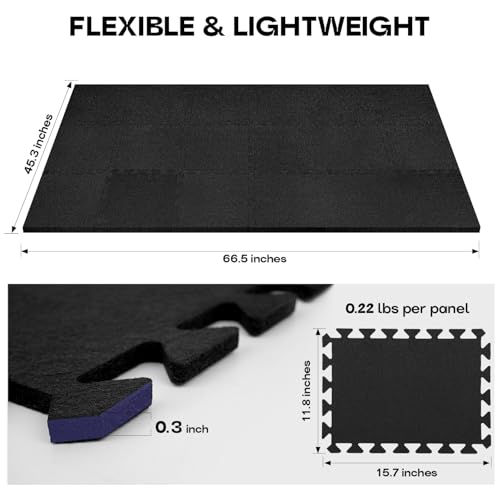 Starfavor Sound Absorbing Interlocking Floor Mats Pads 18 Pcs - Fits 4 * 6ft Drum Mats, 15.7" x 11.8" Anti-Vibration Sound Proof Puzzle Felt Padding - Protect Hardwood Floor - size: 45.3''×66.5‘’