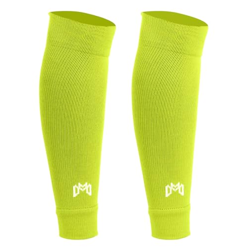 MediCaptain Pre Cut Soccer Sock Sleeves, Companion for Soccer Grip Socks, Securely Holds Shin Guards, Compression Leg Warmer - color: Neon