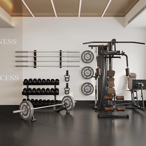 Barbell Rack Single Hook Wall Mount Heavy Duty Vertical Barbell Holder Weight Bar Holder for Olympic Barbell, Curl bar, Commercial or Home Gym Accessory (4 bars)
