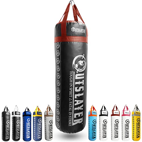 Outslayer 80 Pound Filled Punching Bag Boxing and MMA Made in USA - color: Black/Red, style: With Bottom D-Ring