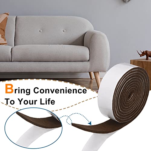 Shappy 2 Packs 120 x 1 x 0.12 Inch Felt Strips with Adhesive Backing Felt Tape Roll Non Slip Self Adhesive Cuttable Furniture Pads for Protecting Hardwood Floors, Chairs, Wall(Dark Brown) - size: 120 x 1 x 0.12 Inch