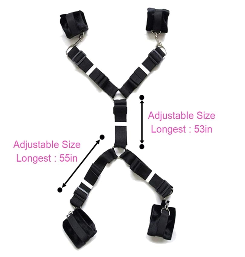 BDSM Bondaged Restraints Kit for Couples Under King Bed Bondage Resistant Queen Size Bed Restraints for Ankles and Wrists Bar Women Handcuff Sex Resistance Bands Bed Couples Sexy Gift Sets Sweater
