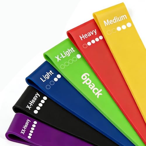 6 Wide Resistance Bands for Legs and Glutes – Non-Slip Synthetic Rubber Exercise Bands – Fabric-Free for Squats, Kickbacks, and Strength Training