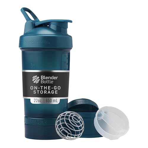 BlenderBottle Shaker Bottle with Pill Organizer and Storage for Protein Powder, Classic V2 ProStak System, 22-Ounce, Ocean Blue - color: Ocean Blue