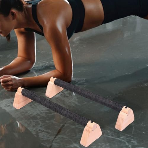 1 Pair Push Up Bar Wooden Parallettes Handstand Stand Grips Heavy Duty Nonslip Ergonomic Support Suitable for Home Gym Workouts - size: 30cm