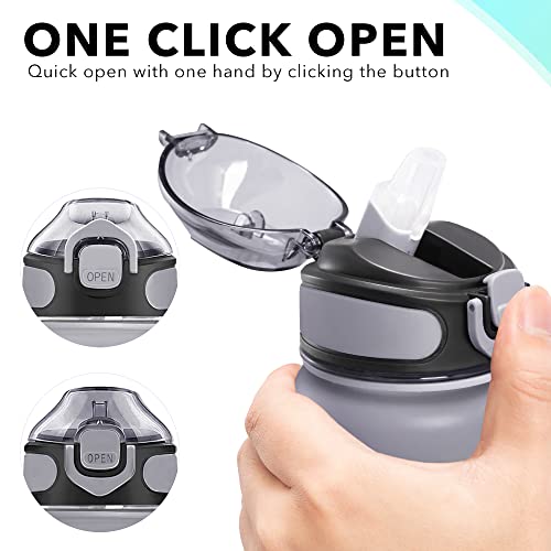 Enerbone 32 oz Drinking Water Bottle with Times to Drink and Straw, Motivational with Carrying Strap, Leakproof BPA & Toxic Free, Ensure You Drink Enough Water for Fitness Gym Outdoor - color: Black Cloud