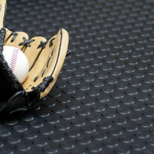 3mm Thin Coin-Grip Rubber Flooring Roll, 4ft x 2ft Heavy Duty Waterproof Anti-Slip Mat, Easy to Clean & Install Floor Protector for Gym, Garage, Basement - size: 4 ft x 2 ft x 0.1 in