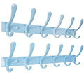 SKOLOO Heavy Duty Wall Mounted Coat Rack - 6 Hooks, Stainless Steel, Pack of 2, Sturdy Coat Hooks for Hanging Clothes, Jacket, Hat, Blue - color: Blue, size: 6 Hook(2 Pack)