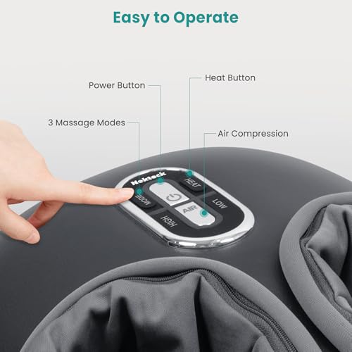 Nekteck Shiatsu Foot Massager with Heat & Air Compression Deep Kneading | 2026 Upgraded Feet Massager, 3 Modes Massage Improve Blood Circulation Foot Wellness Plantar Fasciitis, Fits Size to US 13 - color: Gray, size: Large