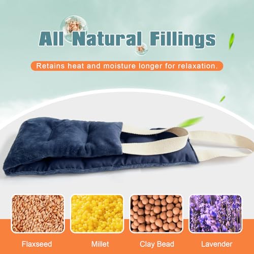 uncn Heating Pad for Neck Shoulders and Back Microwavable Wrap Weighted Neck Warmer 32x5in Microwave Heat Wrap Rice Beanbag Lavender Scented 1.5Pounds - color: Navy Blue